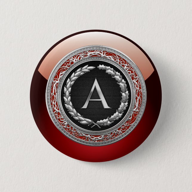 [500] “A” Silver Vintage Monogram Button (Front)