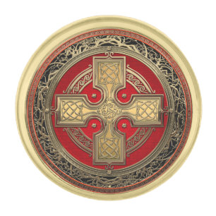 [500] Ancient Celtic Sacred Gold Knot Cross Finish Lapel Pin