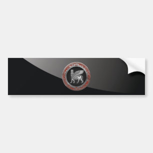 [500] Assyrian Winged Bull - Silver Lamassu Bumper Sticker