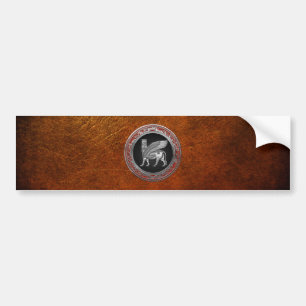 [500] Assyrian Winged Bull - Silver Lamassu Bumper Sticker