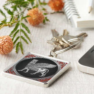 [500] Assyrian Winged Bull - Silver Lamassu Keychain