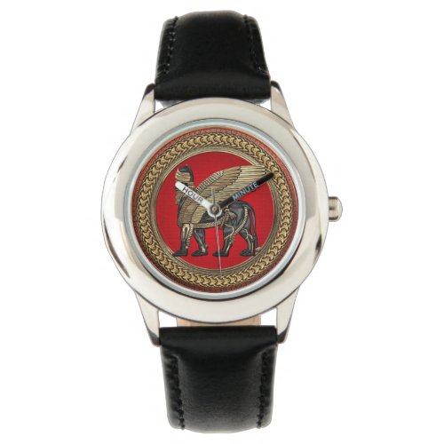 500 Assyrian Winged Lion Gold  Black Lamassu Watch