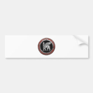[500] Assyrian Winged Lion - Silver Lamassu Bumper Sticker