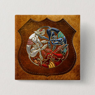 [500] Celtic Sacred Art - Three Dogs Pinback Button