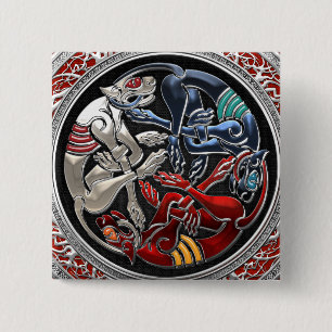 [500] Celtic Treasures - Three Dogs on Silver Pinback Button