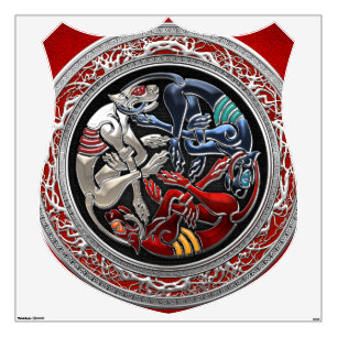 [500] Celtic Treasures - Three Dogs on Silver Wall Sticker