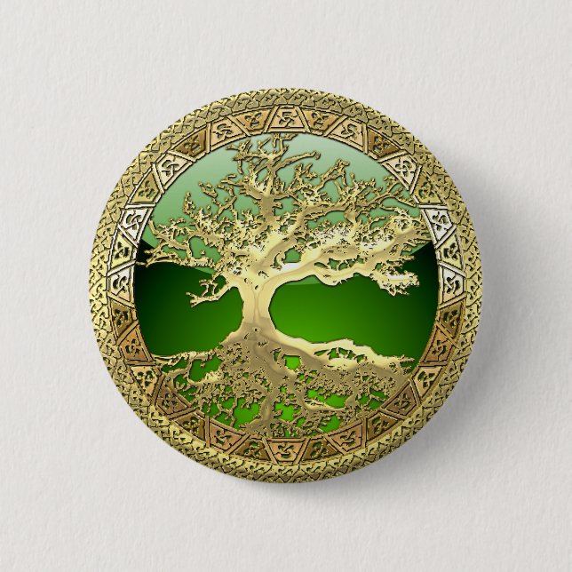 [500] Celtic Tree of Life [Gold] Button (Front)