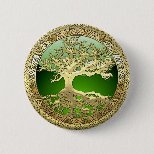[500] Celtic Tree of Life [Gold] Button