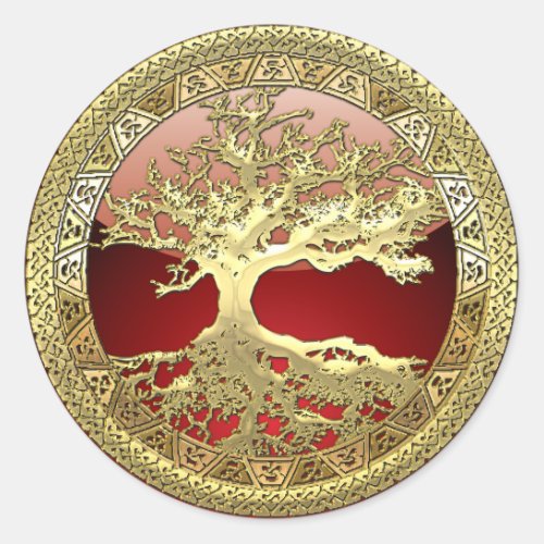 500 Celtic Tree of Life Gold Classic Round Sticker