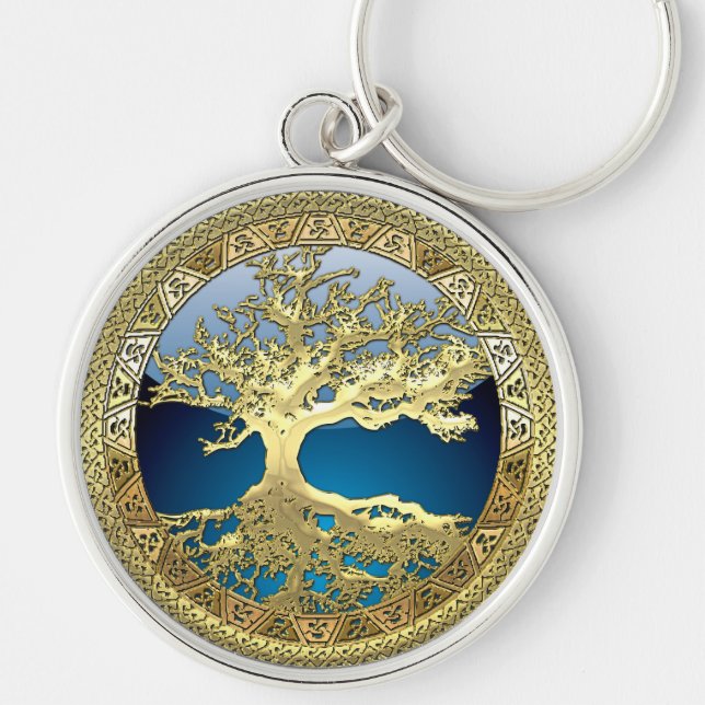 [500] Celtic Tree of Life [Gold] Keychain (Front)