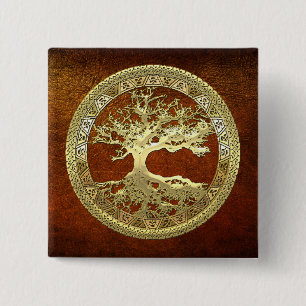 [500] Celtic Tree of Life [Gold] Pinback Button