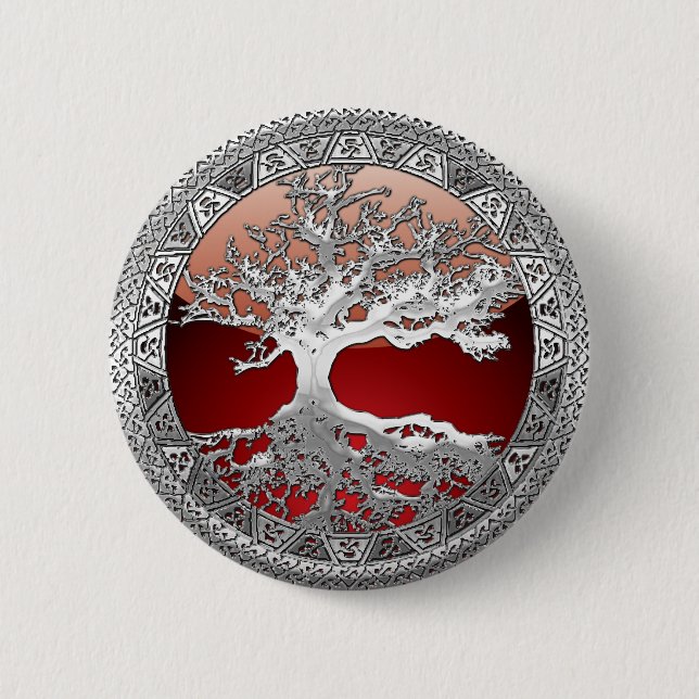 [500] Celtic Tree of Life [Silver] Pinback Button (Front)
