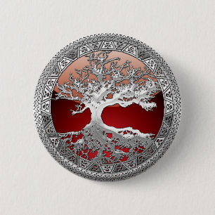 [500] Celtic Tree of Life [Silver] Pinback Button