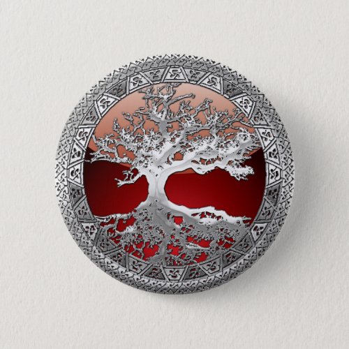 500 Celtic Tree of Life Silver Pinback Button