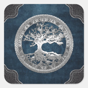 [500] Celtic Tree of Life [Silver] Square Sticker