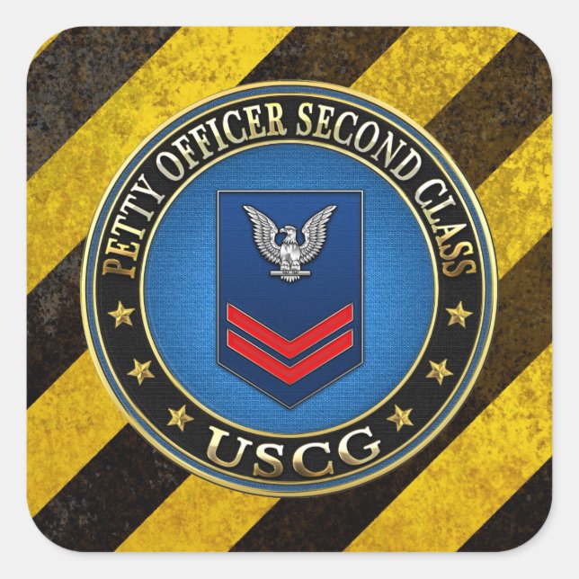 [500] CG: Petty Officer Second Class (PO2) Square Sticker (Front)
