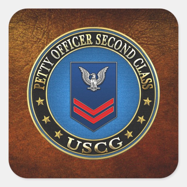 [500] CG: Petty Officer Second Class (PO2) Square Sticker (Front)