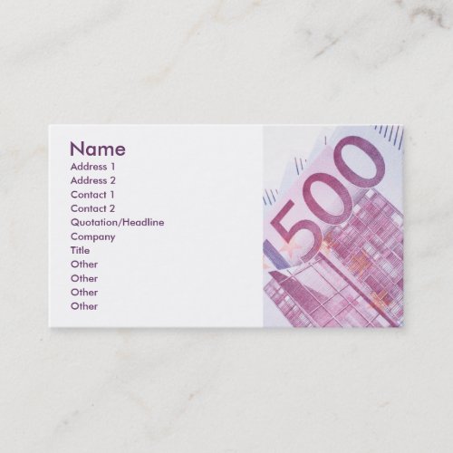 500 Euros Business Card Template