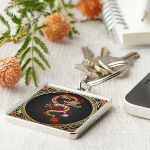 [500] Golden Chinese Dragon Fucanglong Keychain