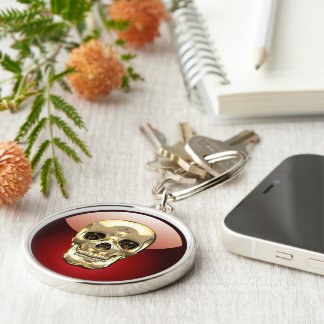 [500] Golden Human Skull Keychain