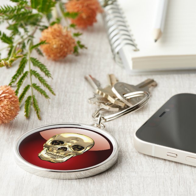 [500] Golden Human Skull Keychain (Side)
