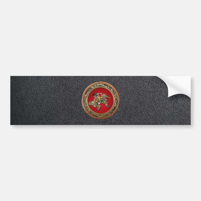 [500] Hokusai - Shoki Riding Shishi Lion Bumper Sticker (Front)