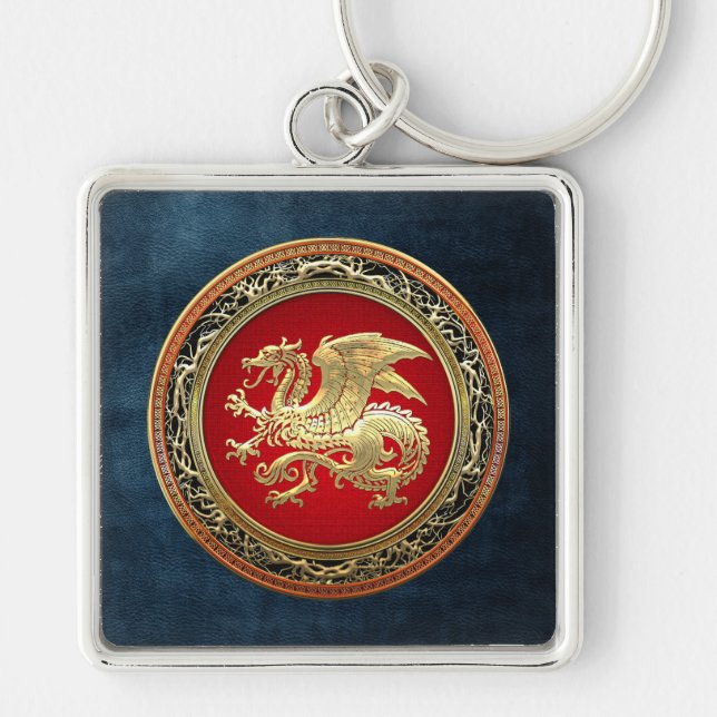 [500] Icelandic Dragon, Landvættir [Gold] Keychain (Front)