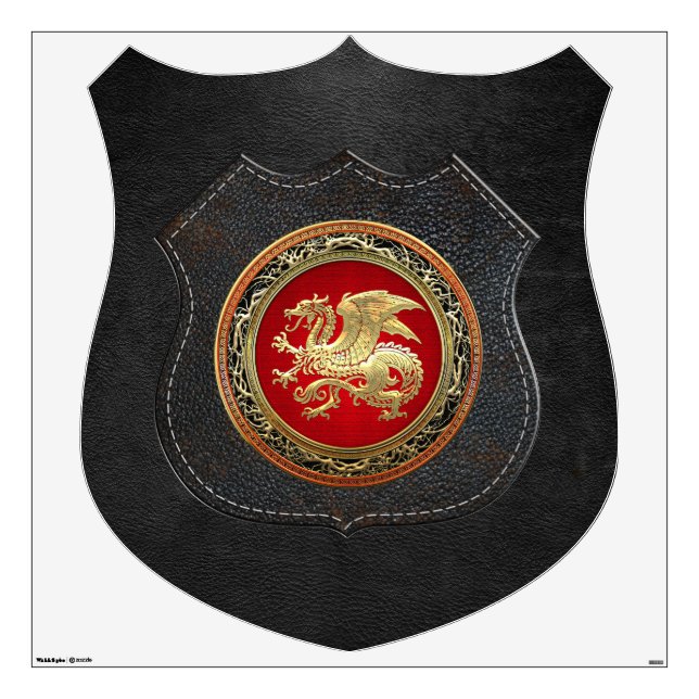 [500] Icelandic Dragon, Landvættir [Gold] Wall Sticker (Front)