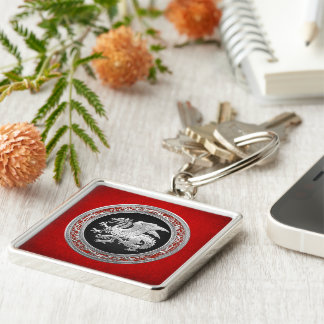 [500] Icelandic Dragon, Landvættir [Silver] Keychain
