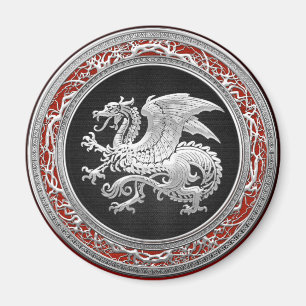 [500] Icelandic Dragon, Landvættir [Silver] Magnet