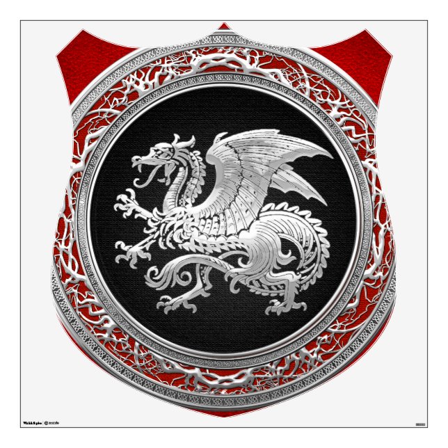 [500] Icelandic Dragon, Landvættir [Silver] Wall Decal (Front)