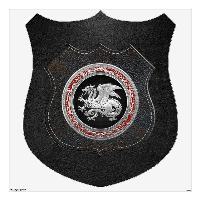 [500] Icelandic Dragon, Landvættir [Silver] Wall Decal (Front)