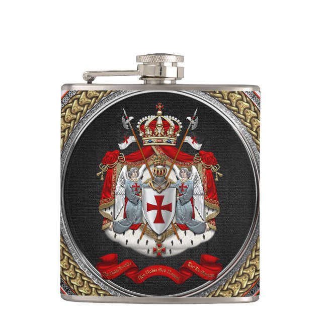 [500] Knights Templar Coat of Arms Flask (Front)