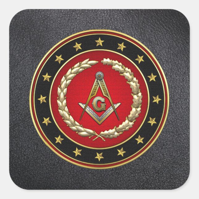 [500] Masonic Square and Compasses [3rd Degree] Square Sticker (Front)