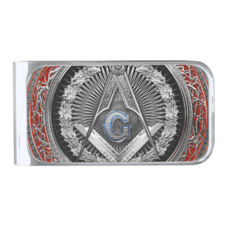 [500] Master Mason - Silver Square & Compasses Finish Money Clip