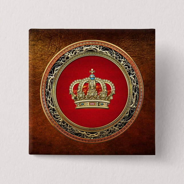 [500] Prince-Princess King-Queen Crown [Belg.Gold] Pinback Button (Front)
