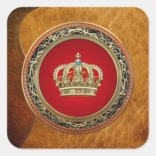 500 Prince_Princess King_Queen Crown BelgGold Square Sticker