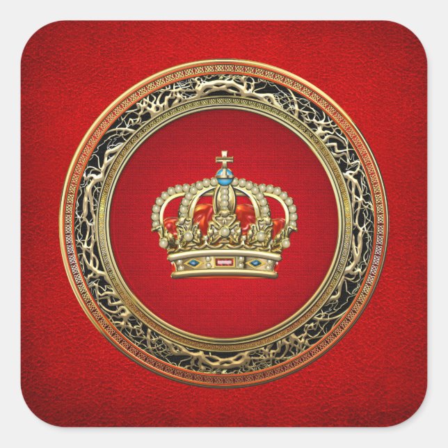 [500] Prince-Princess King-Queen Crown [Belg.Gold] Square Sticker (Front)