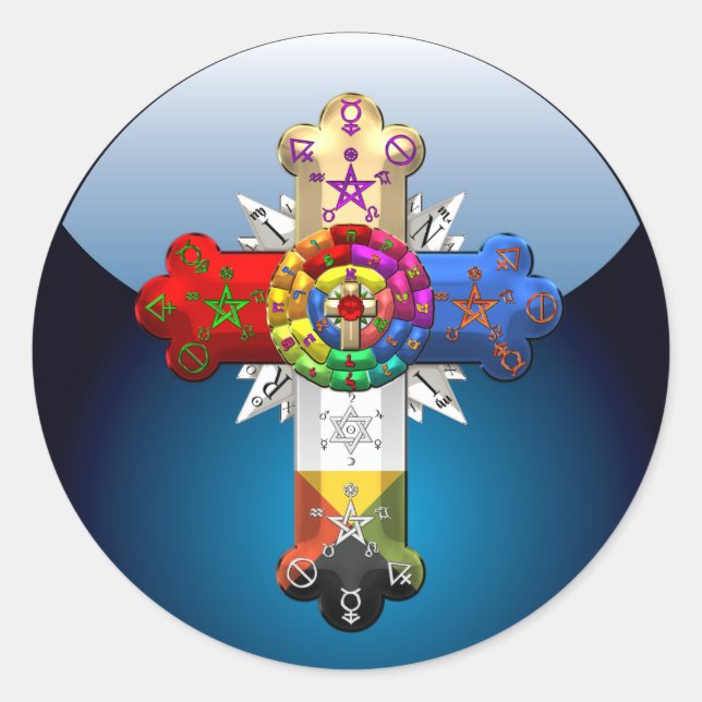 [500] Rosy Cross (Rose Croix) Classic Round Sticker (Front)