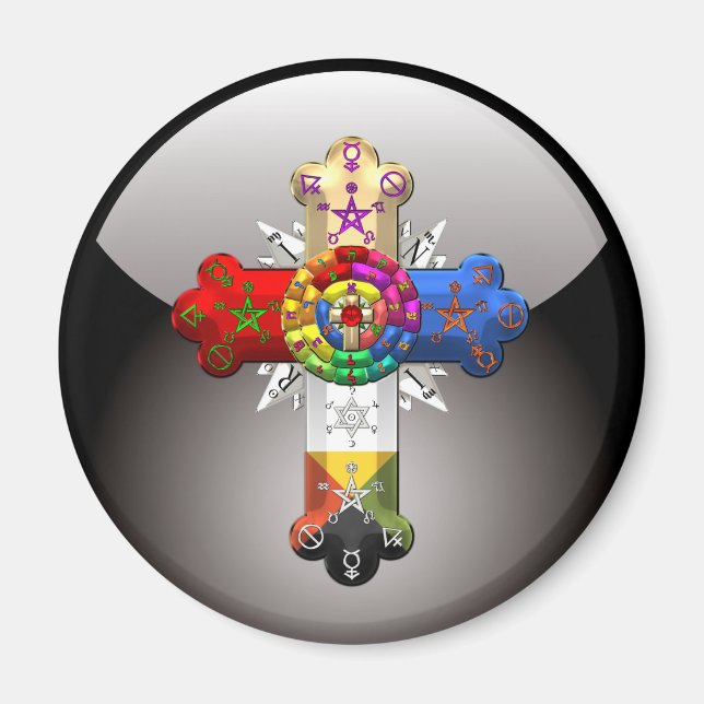 [500] Rosy Cross (Rose Croix) Magnet (Front)