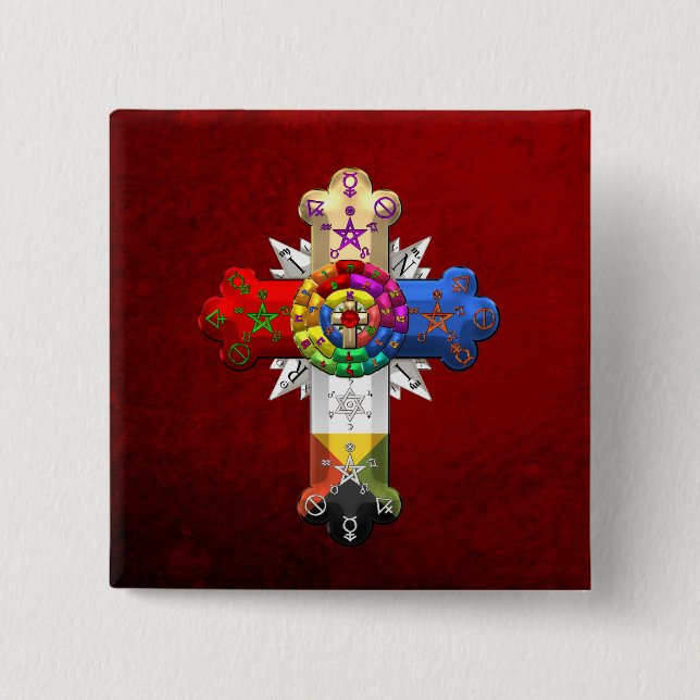[500] Rosy Cross (Rose Croix) Pinback Button (Front)