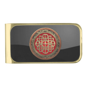 [500] Sacred Celtic Gold Knot Cross Finish Money Clip