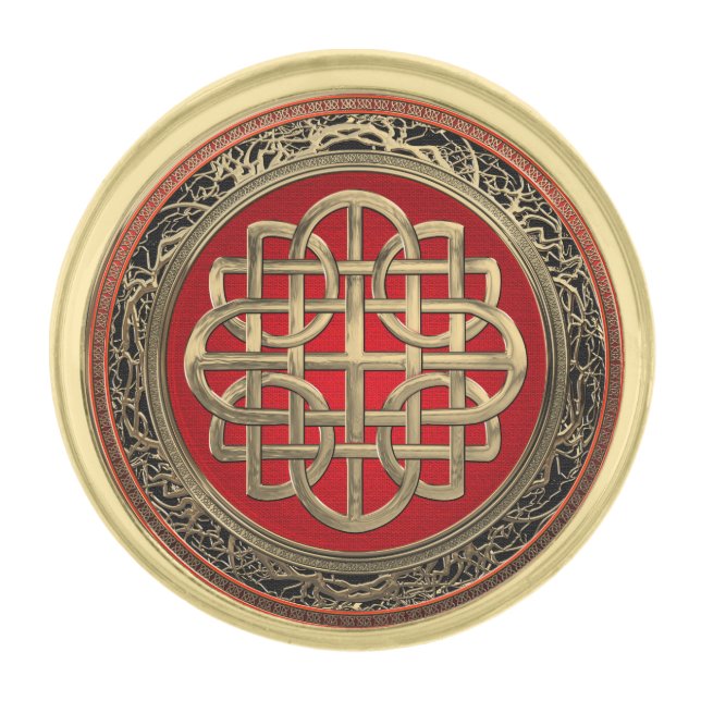 [500] Sacred Celtic Gold Knot Cross Gold Finish Lapel Pin (Front)