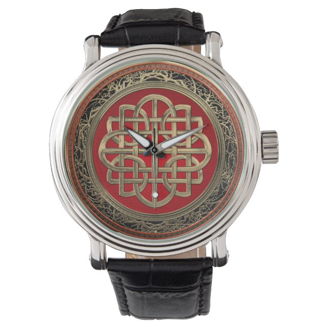[500] Sacred Celtic Gold Knot Cross Watch (Front)