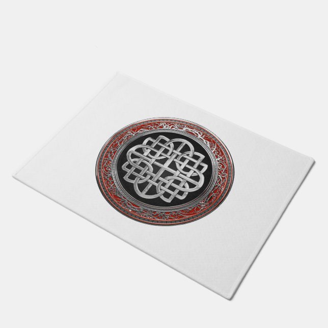 [500] Sacred Celtic Silver Knot Cross Doormat (Angled)