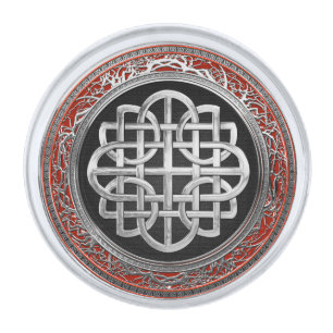 [500] Sacred Celtic Silver Knot Cross Finish Lapel Pin