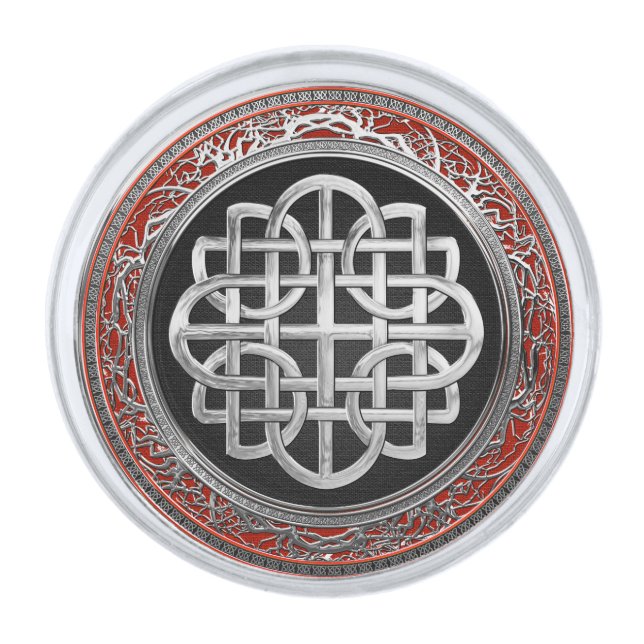 [500] Sacred Celtic Silver Knot Cross Finish Lapel Pin (Front)
