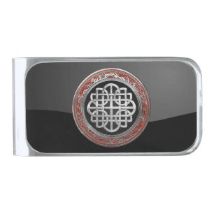 [500] Sacred Celtic Silver Knot Cross Finish Money Clip