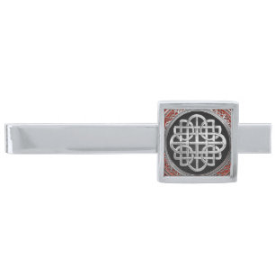 [500] Sacred Celtic Silver Knot Cross Finish Tie Bar