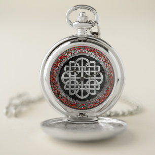 [500] Sacred Celtic Silver Knot Cross Pocket Watch
